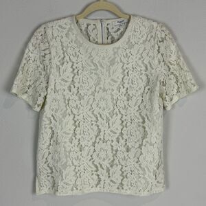 Madewell Refined Lace Tee Ivory Short Sleeve S
